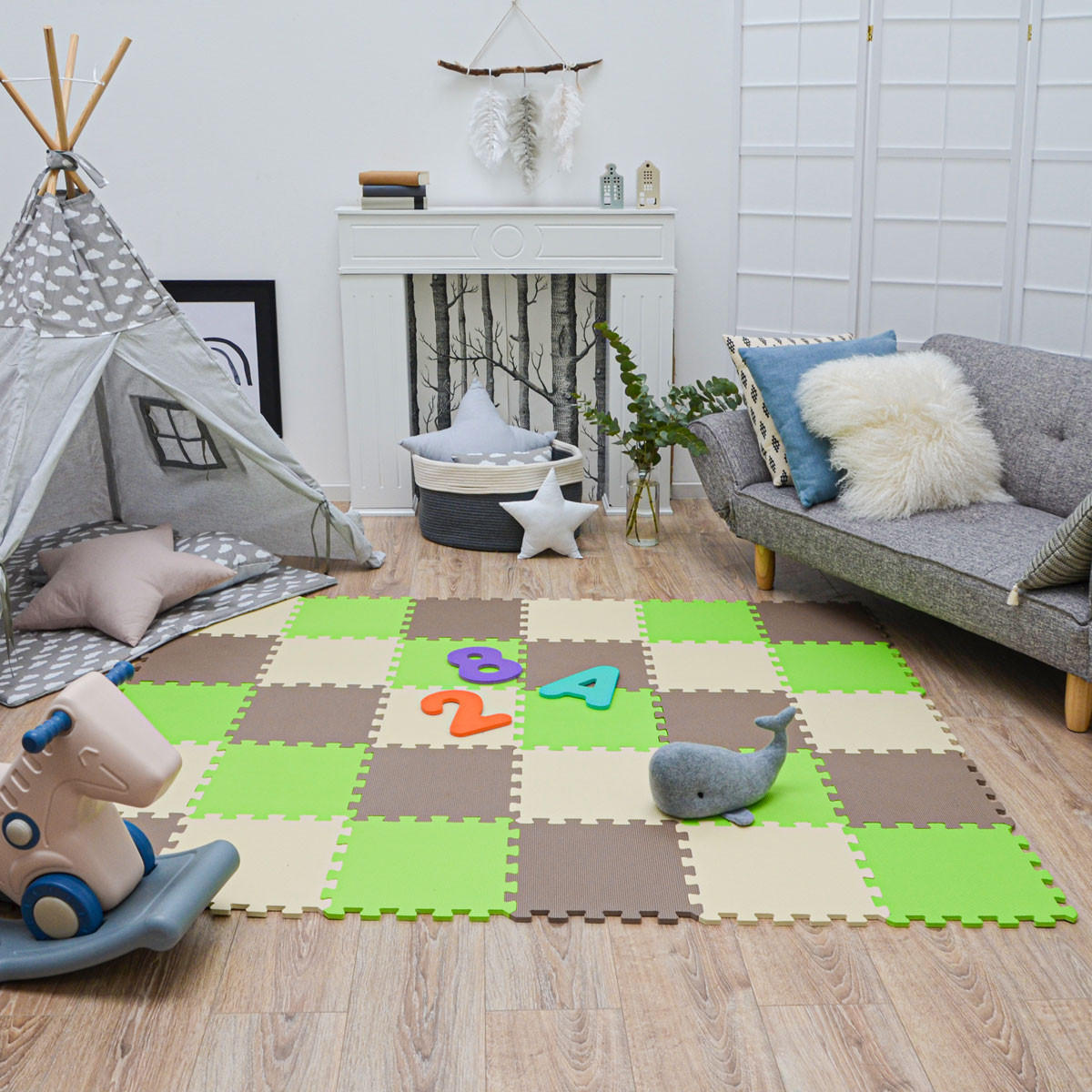 SPIELMATTE ab Null - 270/90 cm Puzzlematte Beige - Multicolor, Kunststoff (30/30cm) - Littletom