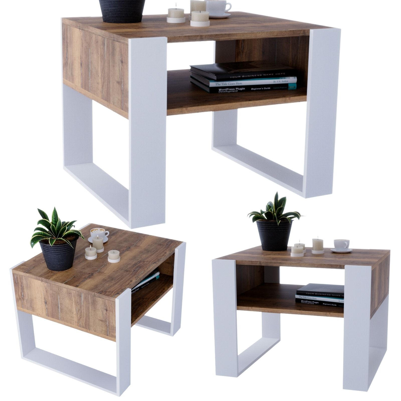 CraftPAK KONZOLOVÝ STOLEK z dřevotřísky, obdélníkový, stabilní, ořechová barva 45/53,6/65 cm