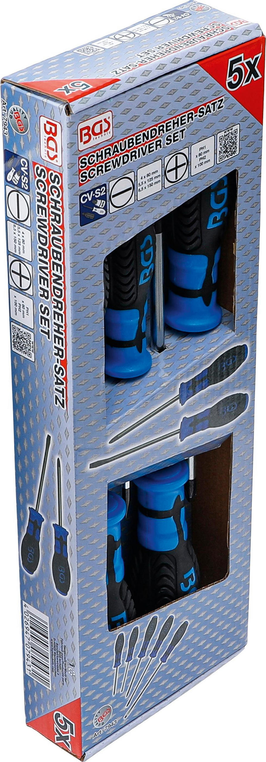 SCHRAUBENDREHER-SATZ | 5-TLG. - Multicolor, Kunststoff/Metall (1/1cm) - BGS technic