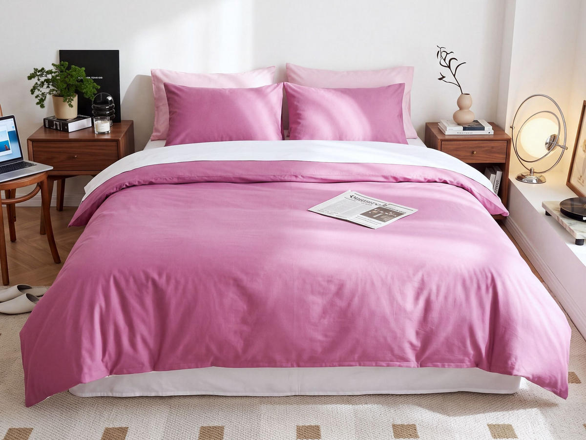 KOMPLET POSTELJNINE Harmonridge 200x220 cm - pink, tekstil (200/220cm) - Beliani
