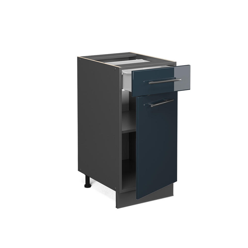 KÜCHENUNTERSCHRANK Fame-Line Dunkelblau Hochglanz 40 cm ohne AP - Anthrazit/Dunkelblau, Holzwerkstoff (40/82/51.6cm) - Vicco
