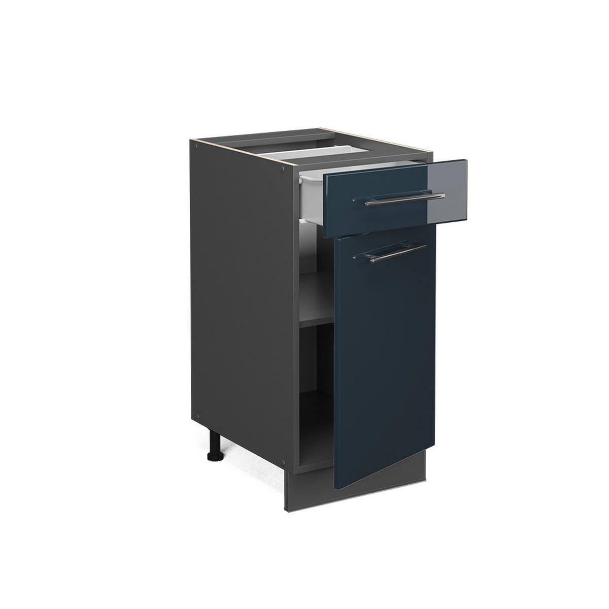 KÜCHENUNTERSCHRANK Fame-Line Dunkelblau Hochglanz 40 cm ohne AP - Anthrazit/Dunkelblau, Holzwerkstoff (40/82/51.6cm) - Vicco