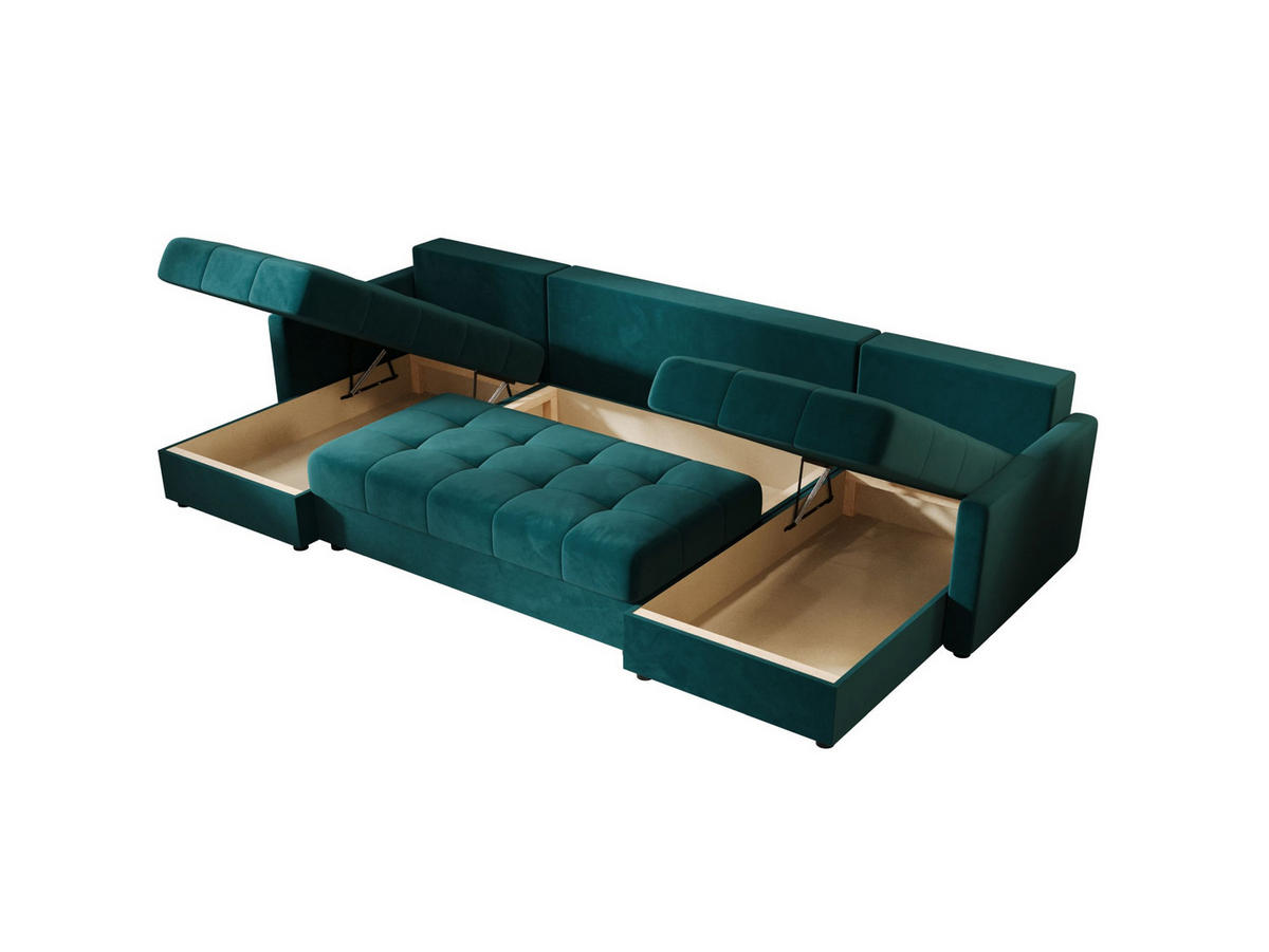 ECKSOFA MOS U BIS Itaka 39 mit Schlaffunktion - Türkis, Textil (285/85/140cm) - Bedante