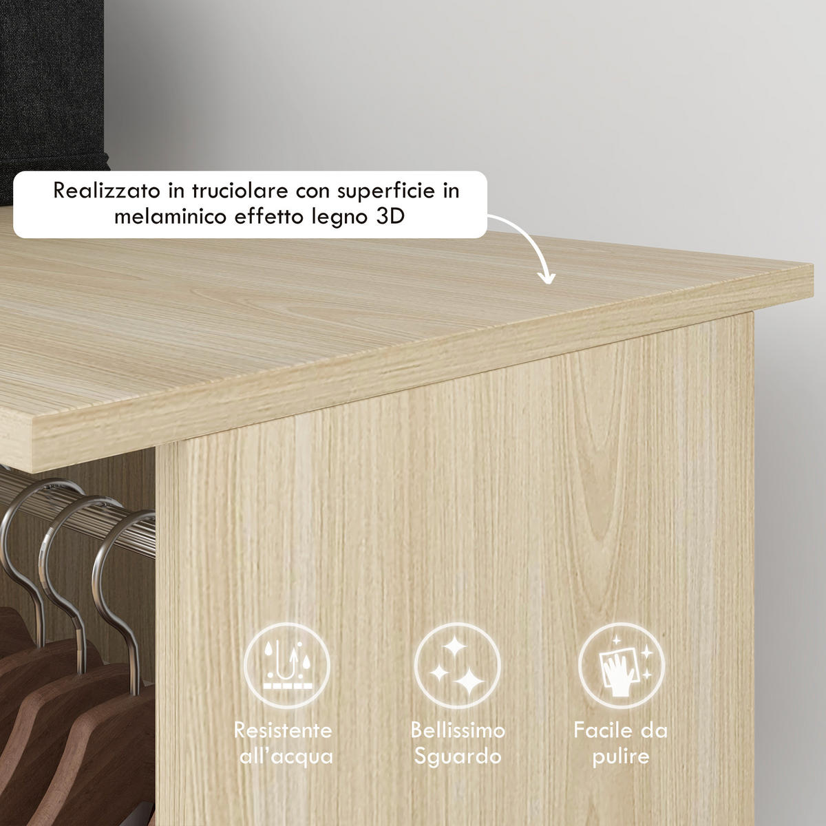 KLEIDERSCHRANK Eukalyptusholzfarben 1 Stück - Eukalyptusholzfarben, Holzwerkstoff (40/128/120cm) - GiPP
