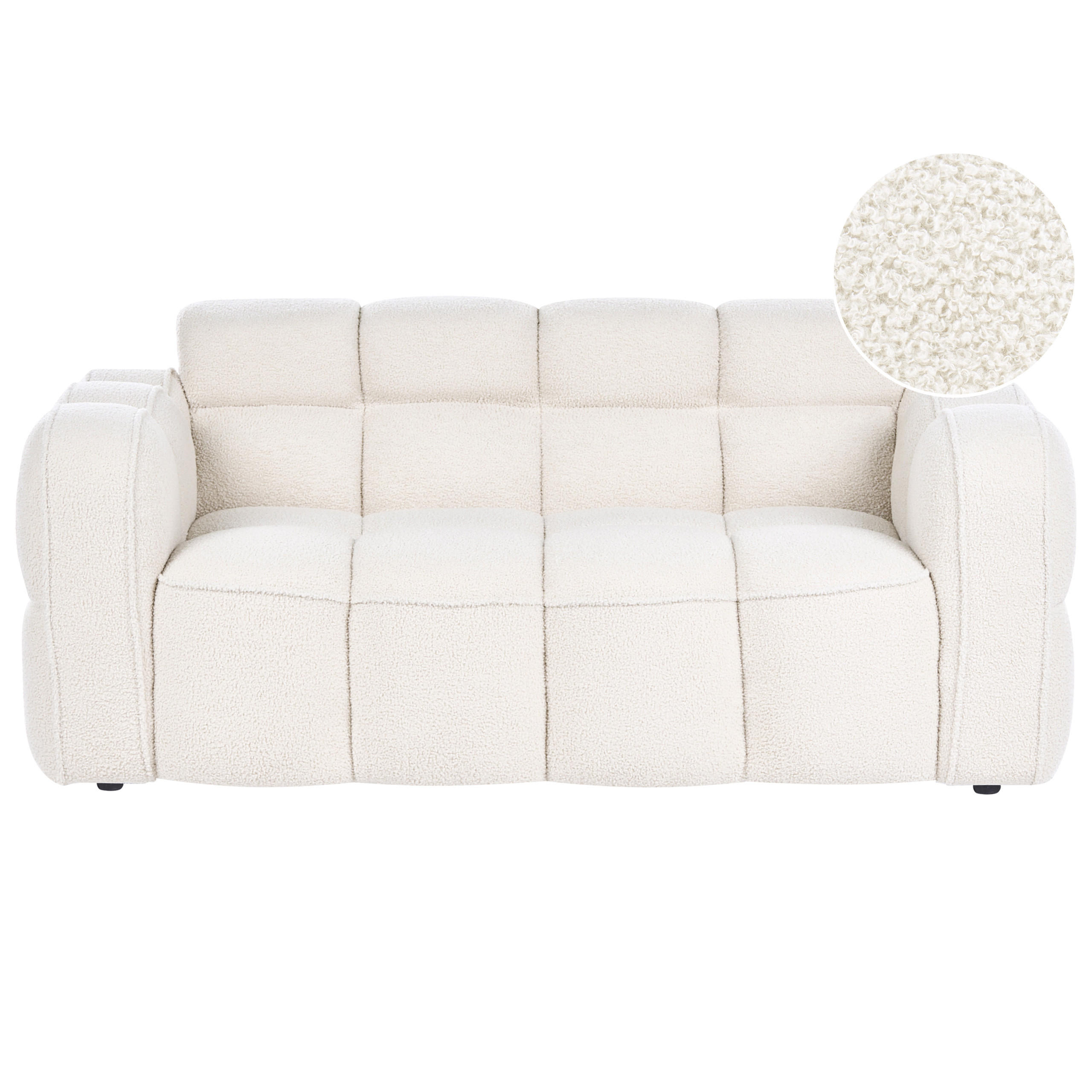 2-SITZER-SOFA Bouclé Cremeweiß Utana - Creme, Textil (175/75/88cm) - Beliani