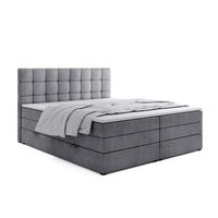 BOXSPRINGBETT Igella King Dunkelgrau 200x200 cm mit Matrazen H3 & Topper - Dunkelgrau, Holz (200/200cm) - Labett