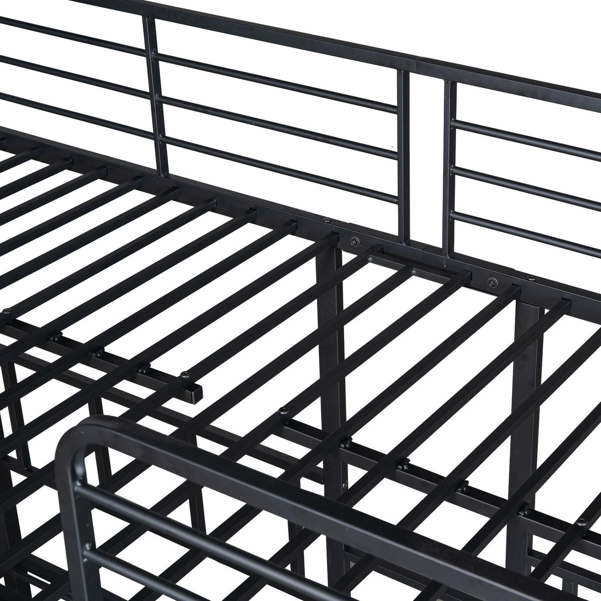 DREIERBETT Dreifaches Etagenbett mit Leiter Schwarz - Schwarz, Metall (90/200cm) - ComfortXL