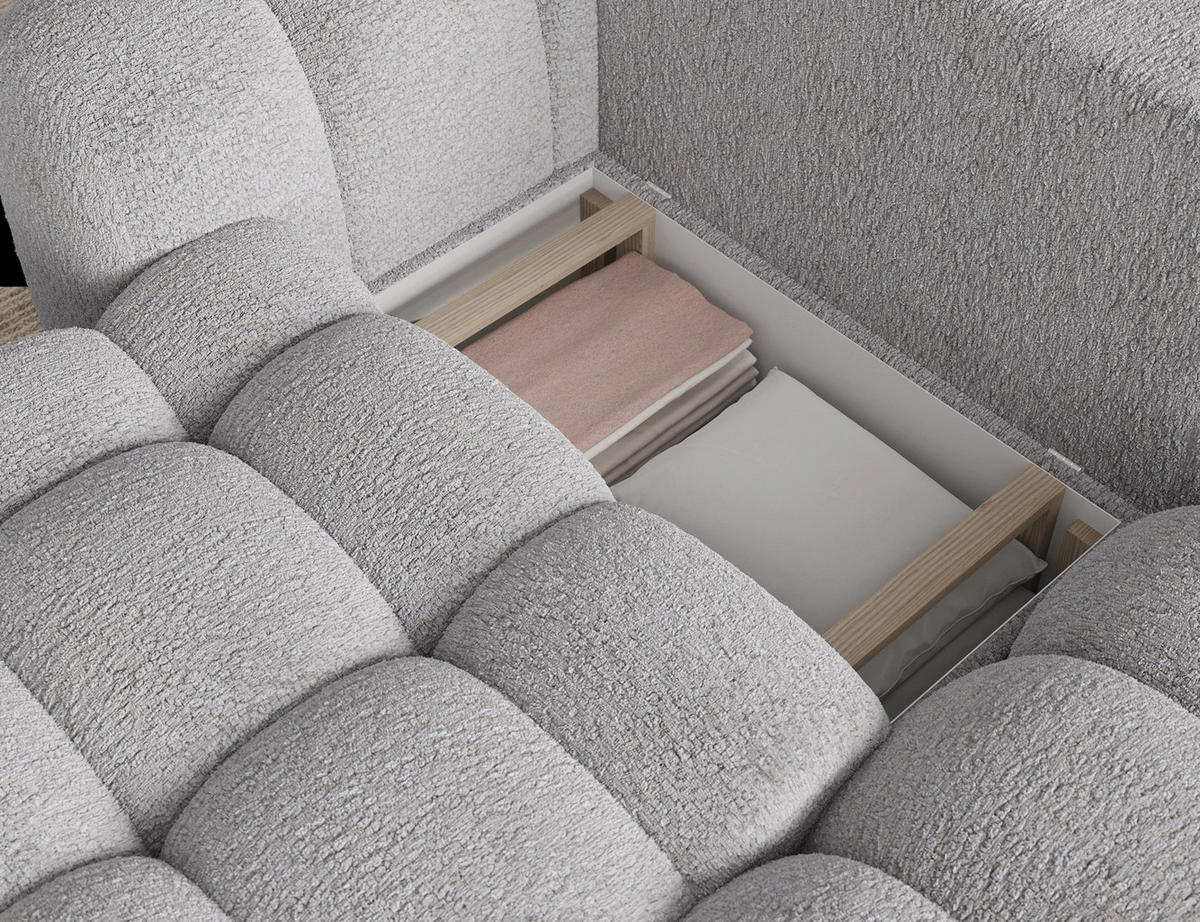 ECKSOFA COZION L-Form mit Schlaffunktion & Bettkasten – Modernes 3-Sitzer Sofa, HR-Kaltschaum, Wellenfederung, 267 × 165 cm - Schwarz/Grau, Kunststoff (267/165cm) - Wohnideebilder