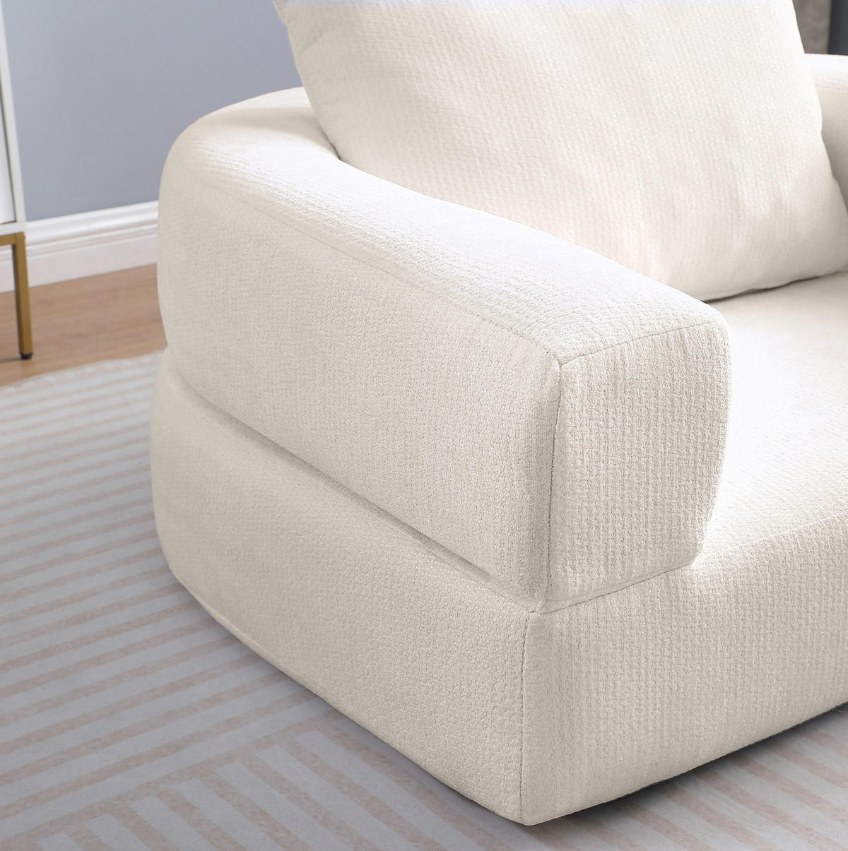 SOFA Beige aus Chenille mit flexiblem Aufbau - Beige, Textil (90/21/101cm) - Flora Grace