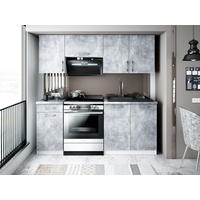 KÜCHENZEILE LECO 180 beton - Weiß/Grau, Holzwerkstoff (180/82/46cm) - roe furniture