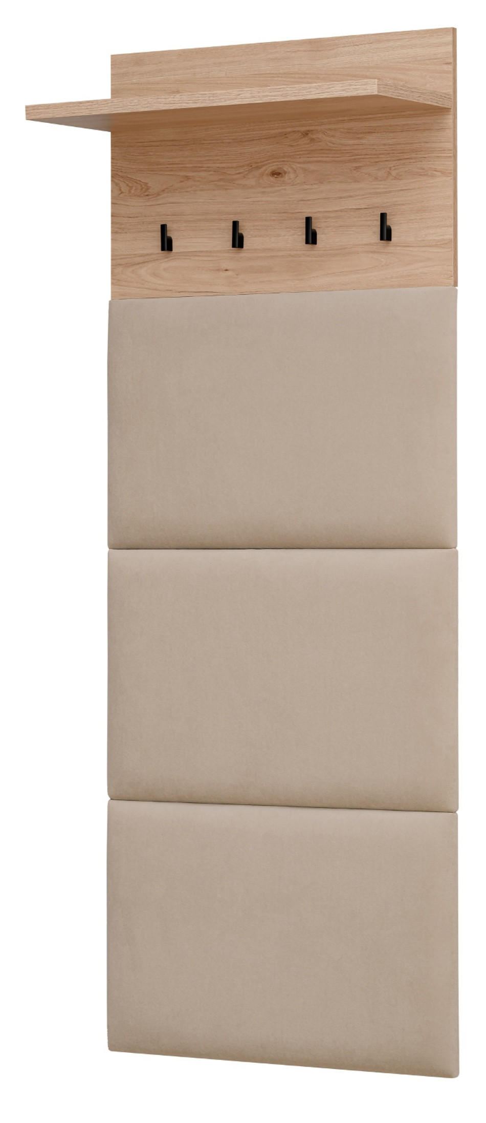 GARDEROBENPANEEL Eiche Jackson 60 cm, Wandgarderobe gepolstert - Eichefarben, Holzwerkstoff (60/156/28cm) - Furn.Design