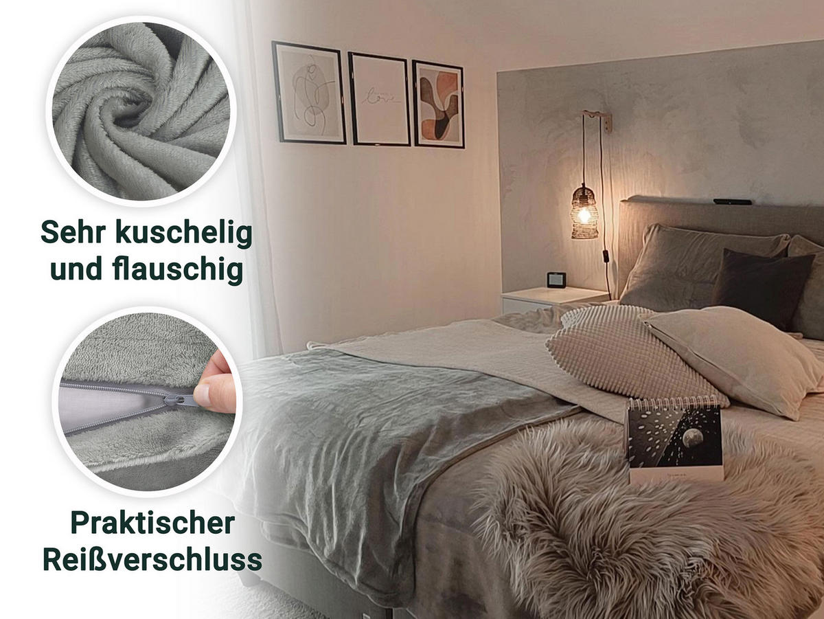 BETTWÄSCHE, 2er-Set, 80x80 cm + 135x200 cm, 100% Polyester, Grau - Grau, Textil (135/200cm) - Zollner