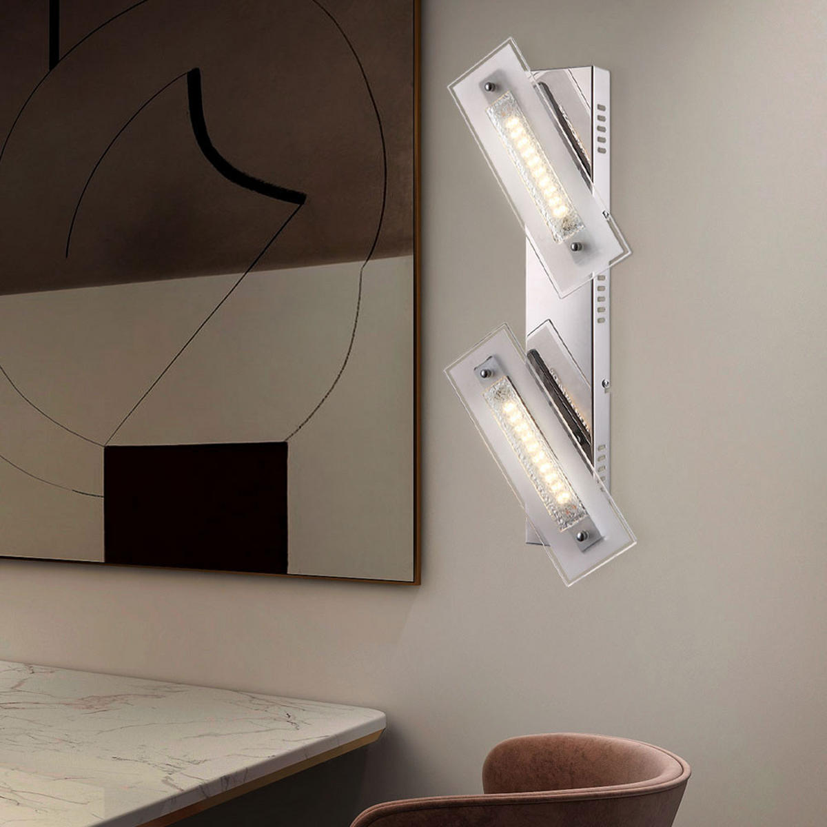 LED Wandleuchte Klar Kristall Rarenium 2er Set - Klar, Glas (8/11.5/49cm) - Globo Lighting