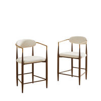 BARHOCKER 2er-Set mit Armlehnen und Stoffkissen, Creme - Beige, Textil (49/102/59cm)