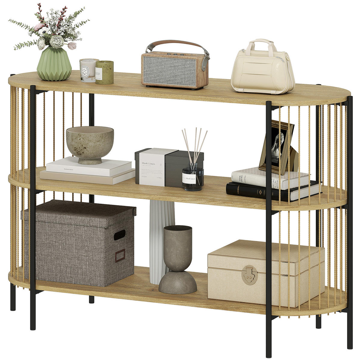 KONSOLENTISCH Naturholz MDF Stahl 1 Stück - Beige, Kunststoff (124/43.5/80cm) - GiPP