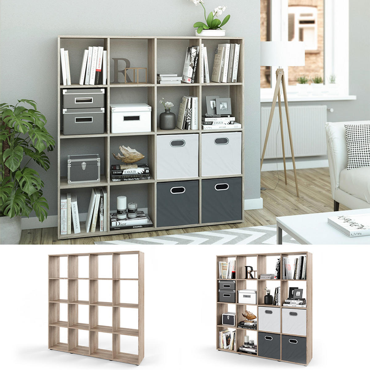 RAUMTEILER Karree Sonoma 138.5 x 142.5 cm - Sonoma Eiche, Holzwerkstoff (138.5/142.5/29cm) - Vicco