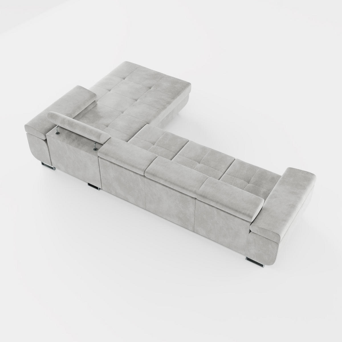 ECKSOFA VEMO CORE PLUS Rechts Schwarz Velours-Stoff mit Schlaffunktion und Bettkasten - Schwarz, Holz/Metall (335/205cm) - Barchello