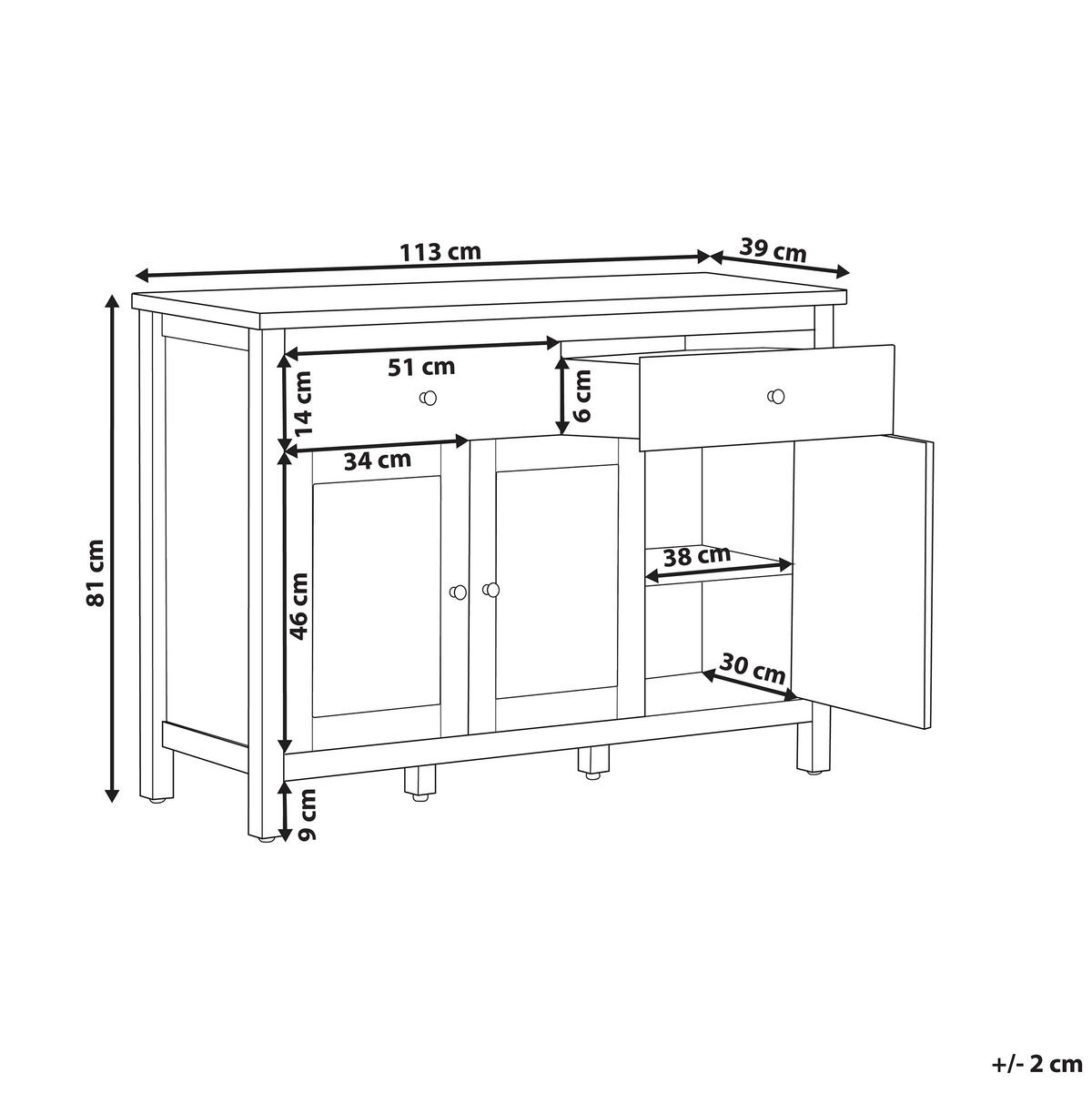 SIDEBOARD se 3 dveřmi Krémově bílý Atoca - krémová, kompozitní dřevo (113/81/39cm) - Beliani