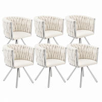 ESSZIMMERSTUHL drehbar Samt Beige Silber 6er-Set - Beige, Metall (54/72/59.1cm) - Meubliv