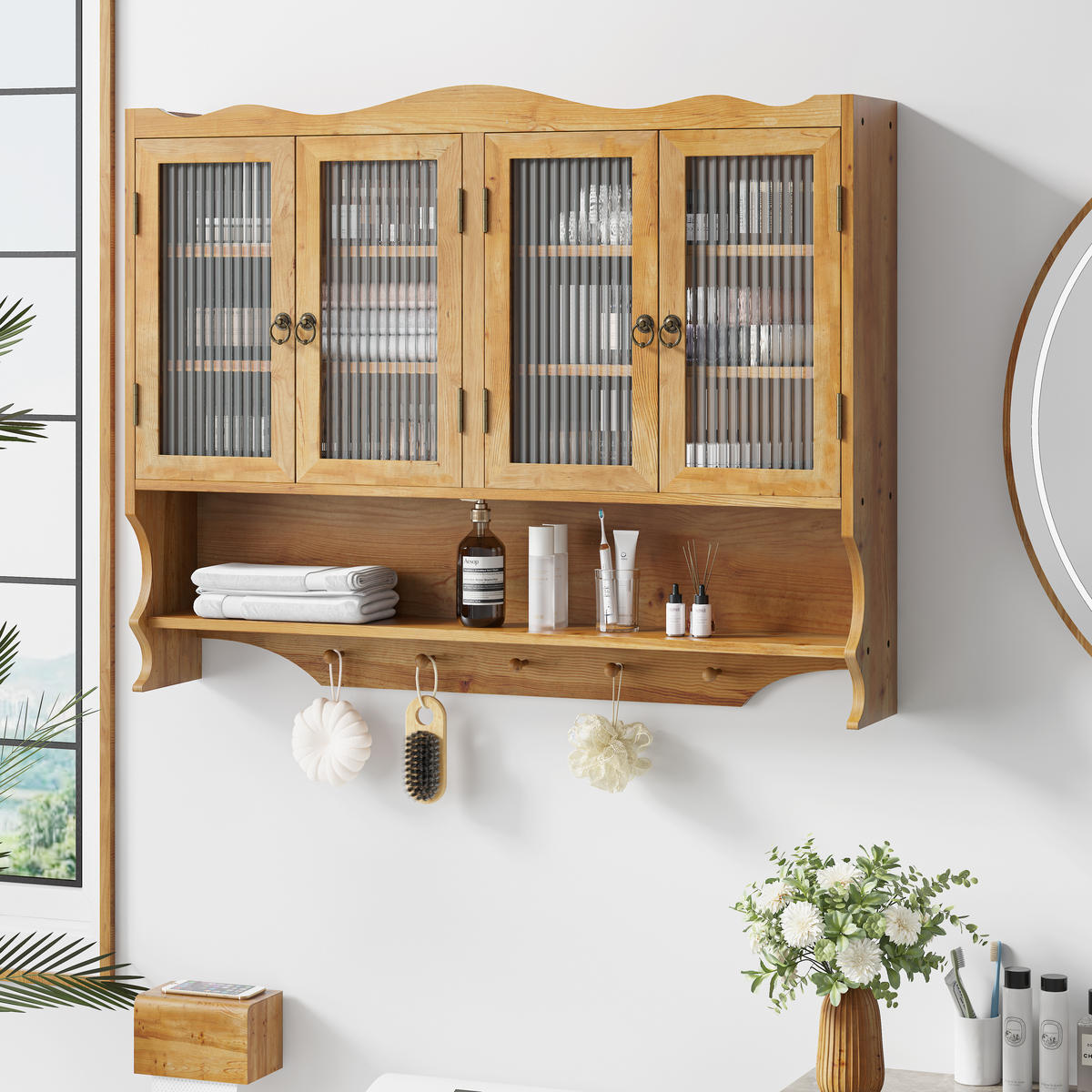 WANDSCHRANK Naturfarben 100/20/80 cm - Naturfarben, Holz (100/80/20cm) - PANGIVO