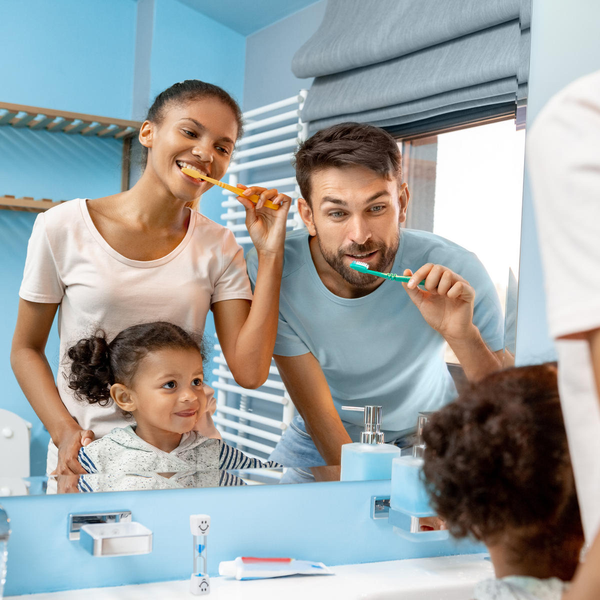 10XZAHNPUTZUHR - Multicolor, Glas/Naturmaterialen (2.5/10/2.5cm) - Relaxdays