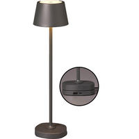 LED-AKKU Tischlampe mit Ladestation Ø 11 x 45 cm stufenlos dimmbar für Innen und Außen grau - Grau, Kunststoff (11/11/45cm) - Northpoint
