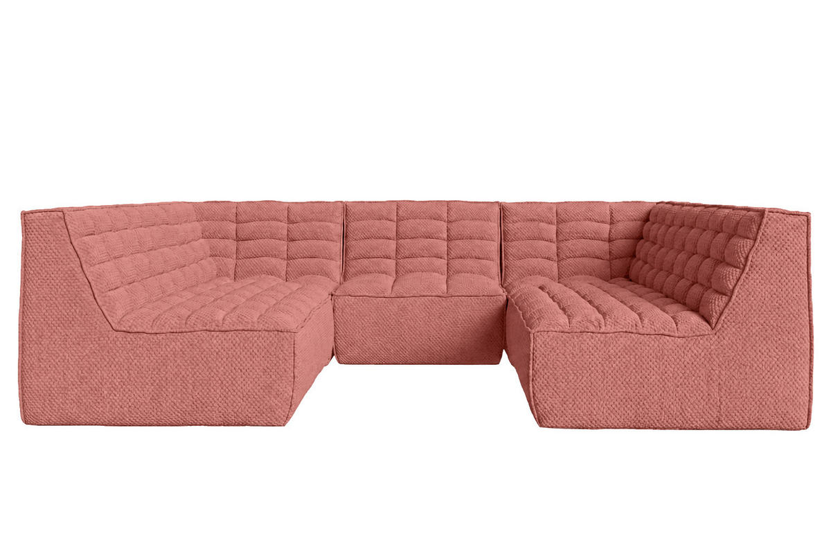 ROHOVÁ SEDAČKA modulární Corner ve tvaru U, plyšová tkanina Pop, Růžová, LAZY U CORNER - růžová, dřevo (266/76/253cm) - Kaiser Möbel
