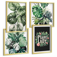 BILDER SET 4er Set - 50x50 cm & 40x60 cm Goldrahmen - Tropische Pflanzen, Pflanzenliebhaberin - Goldfarben, Kunststoff (50/50cm) - TULUP