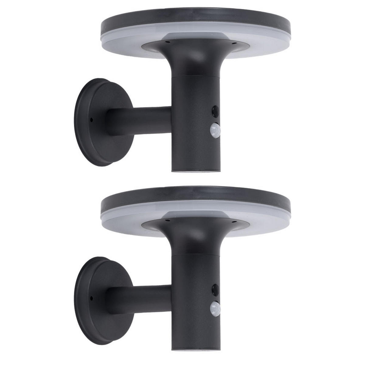 LED AUSSENLEUCHTE Solar Anthrazit 2er Set - Anthrazit, Metall (24/16/21cm)