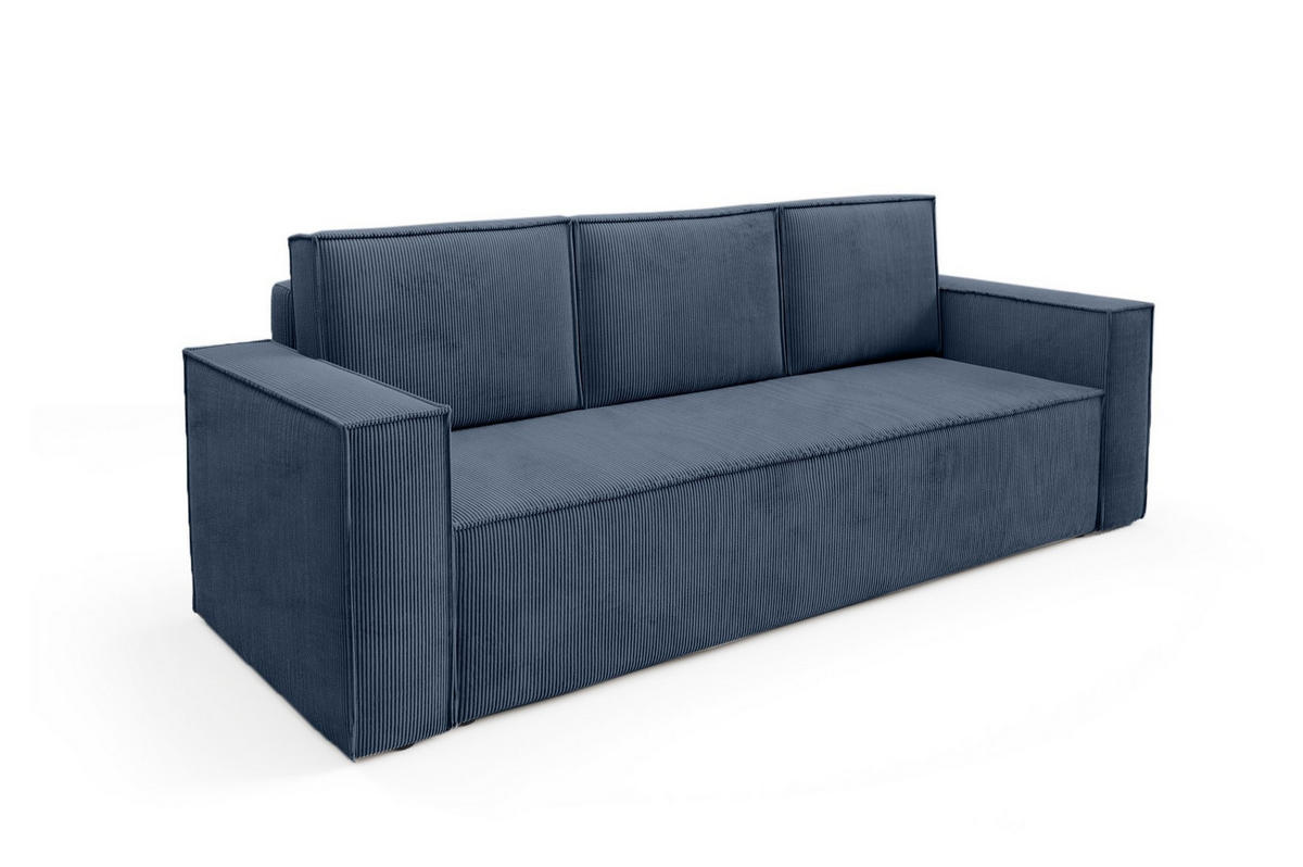 SOFA Roda Dunkelblau, Kordsofa mit Schlaffunktion - Dunkelblau, Holzwerkstoff/Textil (248/93/96cm) - Bettso