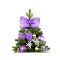 WEIHNACHTSBAUM künstlicher 60 cm mit LED-Beleuchtung, VIOLETTHARMONIE II, mit 28 Weihnachtsbaumschmuck, Pflanztopf mit Jutesack - Silberfarben/Lila, Kunststoff/Stein (40/60cm) - LAALU
