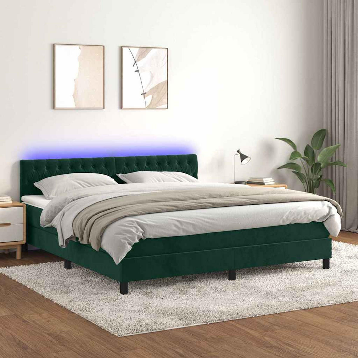 BOXSPRINGBETT 160/200 Cm Grün Samt - Grün, Textil (160/203cm) - vidaXL