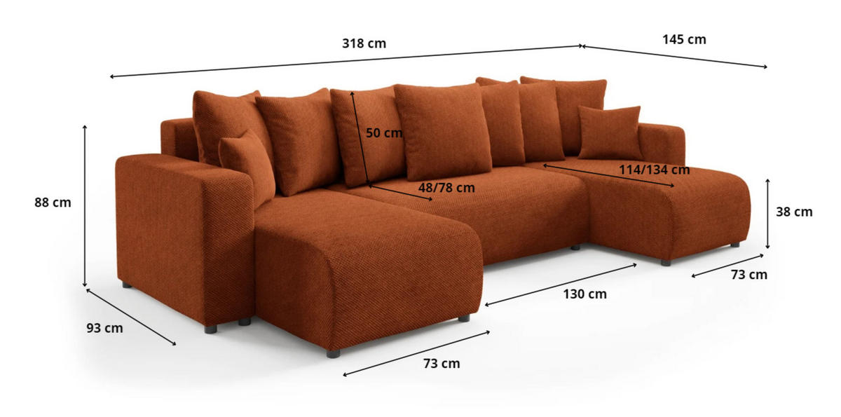ECKSOFA mit Schlaffunktion Gelb - Currygelb, Textil (318/145cm) - Furnisell
