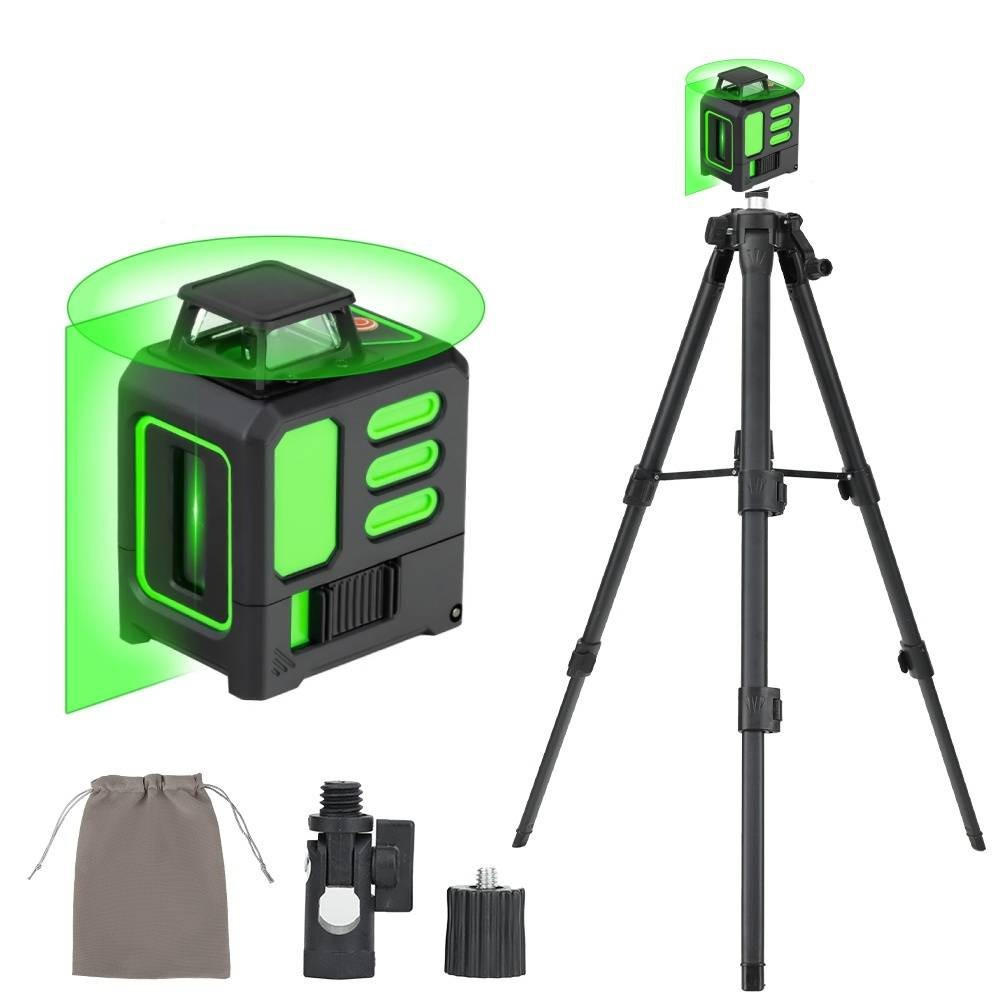 WASSERWAAGE – 360°-Grünlaser – Geeignet für Bauarbeiten, das Aufhängen von Gemälden, Lasermessungen und Kalibrierung - Schwarz, Kunststoff (14/1/51cm) - DCA
