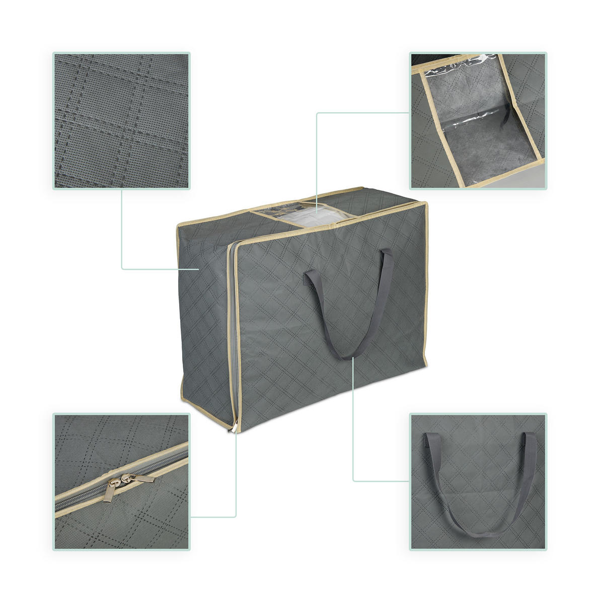 2XVAK na prikrývky - sivá, textil/plast - Relaxdays