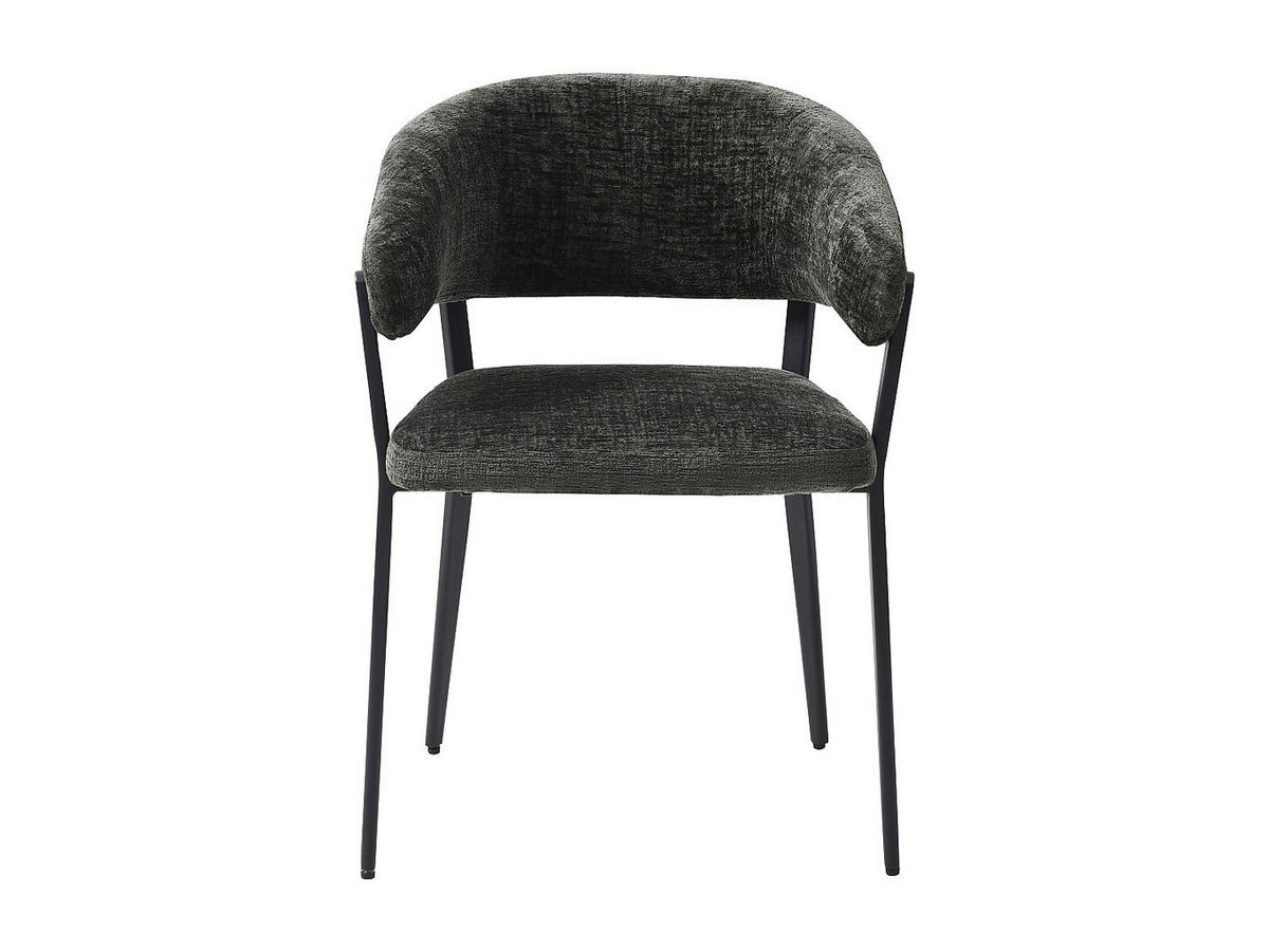 STUHL mit Armlehnen 2er-Set - Stoff & schwarzes Metall - Grün - AVRELA - Grün, Textil (56/77/55cm) - Vente-Unique