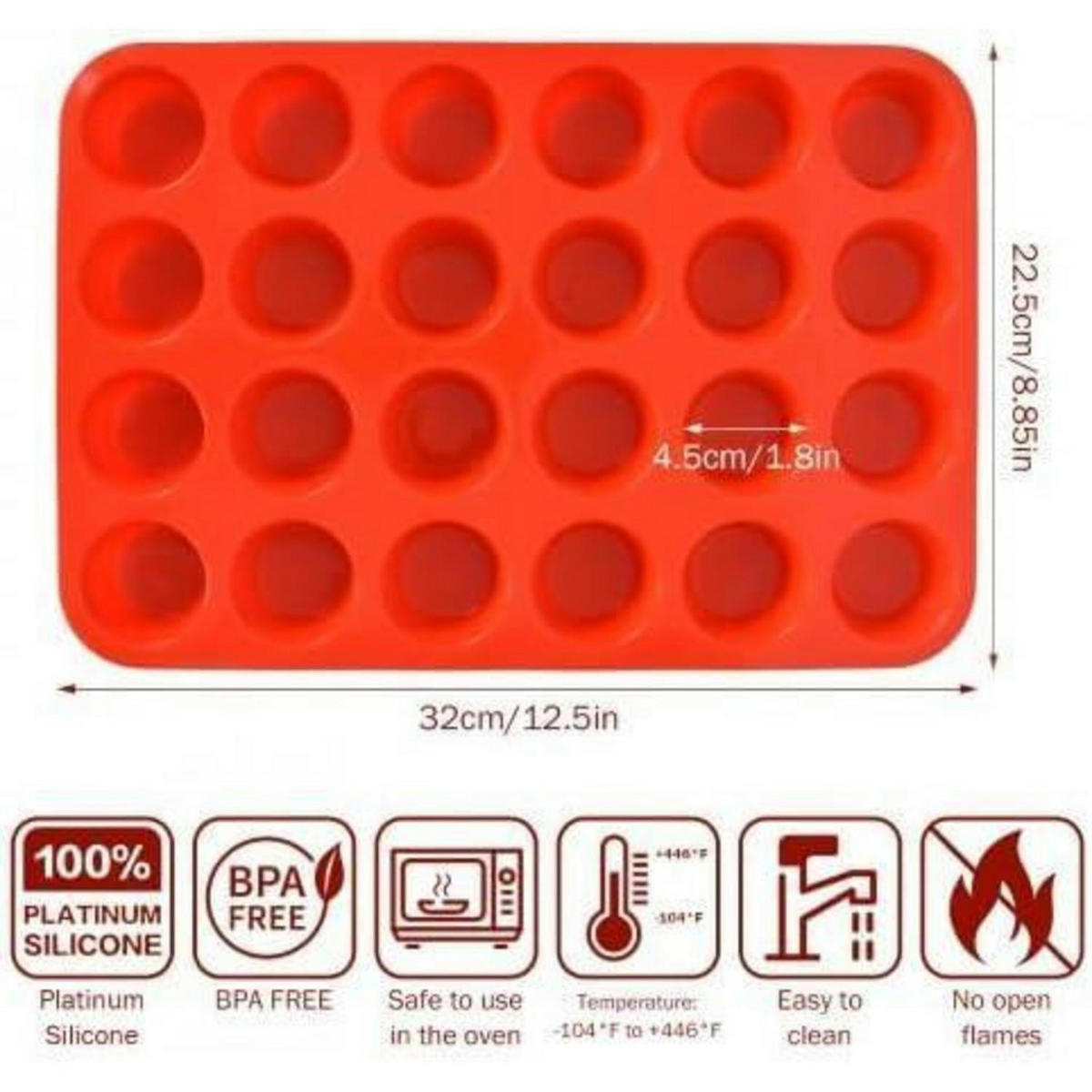 MUFFINFORM Silikon 2 Stück 24 Tassen Rot - Rot, Kunststoff (22.5/2.5/32cm)