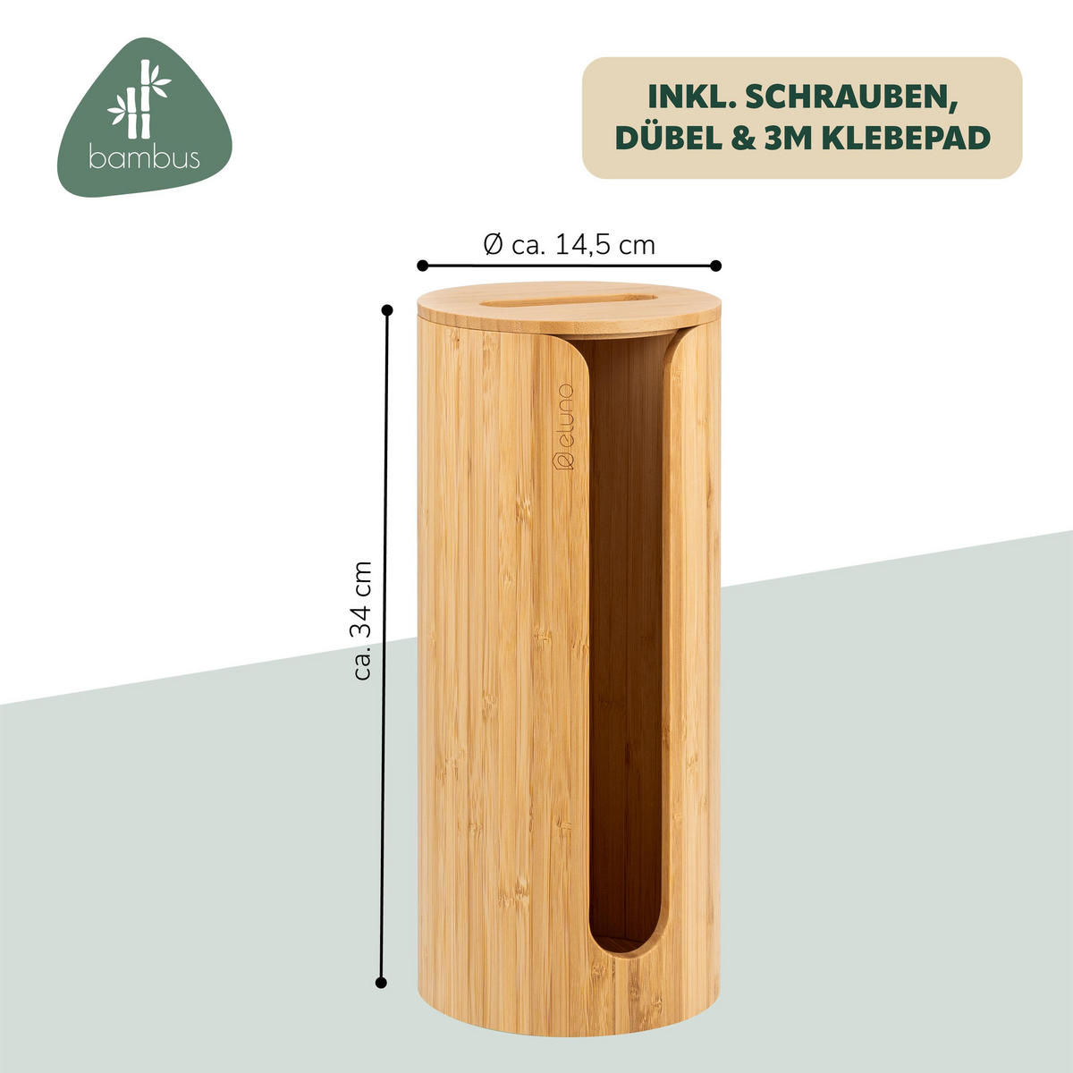 TOILETTENPAPIERAUFBEWAHRUNG, für 3 Rollen, Bambus - Braun, Holz (14.5/34/14.5cm) - eluno