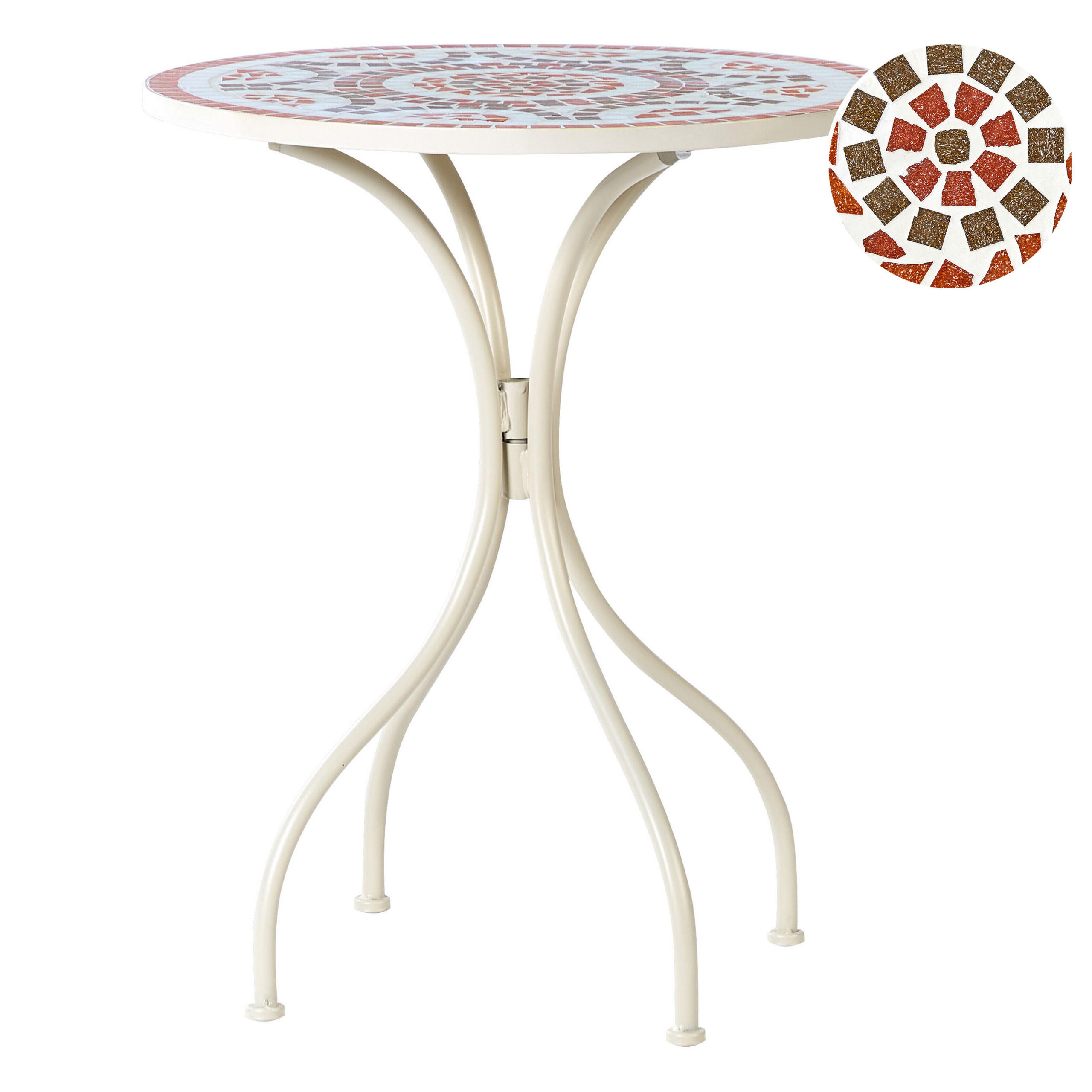 GARTENTISCH Weiß Spello - Rot/Weiß, Metall (60/60/74cm) - Beliani
