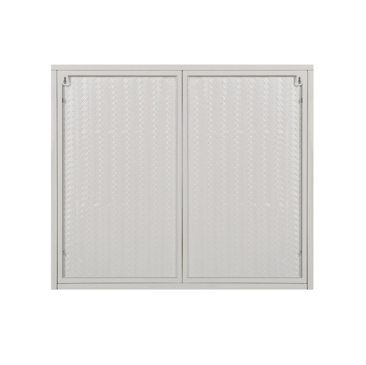 KÜCHENOBERSCHRANK 70x23x60 cm Weiß aus Metall & Sicherheitsglas mit gewebtem Design & 3 Ablagen - Weiß, Glas (70/60/23cm) - Modfu