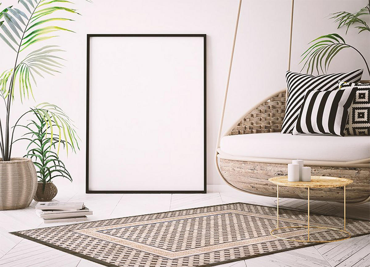 VINYL TEPPICH 140x210 cm Geometrischer Zopf - Creme/Schwarz, Kunststoff (140/210cm) - TULUP