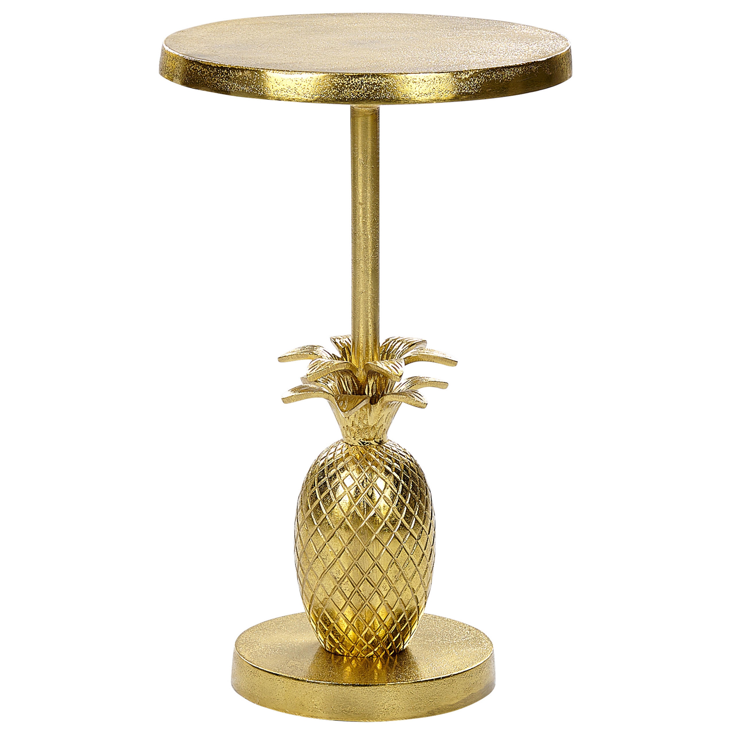 BEISTELLTISCH Aluminium gold Ananas-Design rund 29 cm Pannouvre - Goldfarben, Metall (29/29/49cm) - Beliani