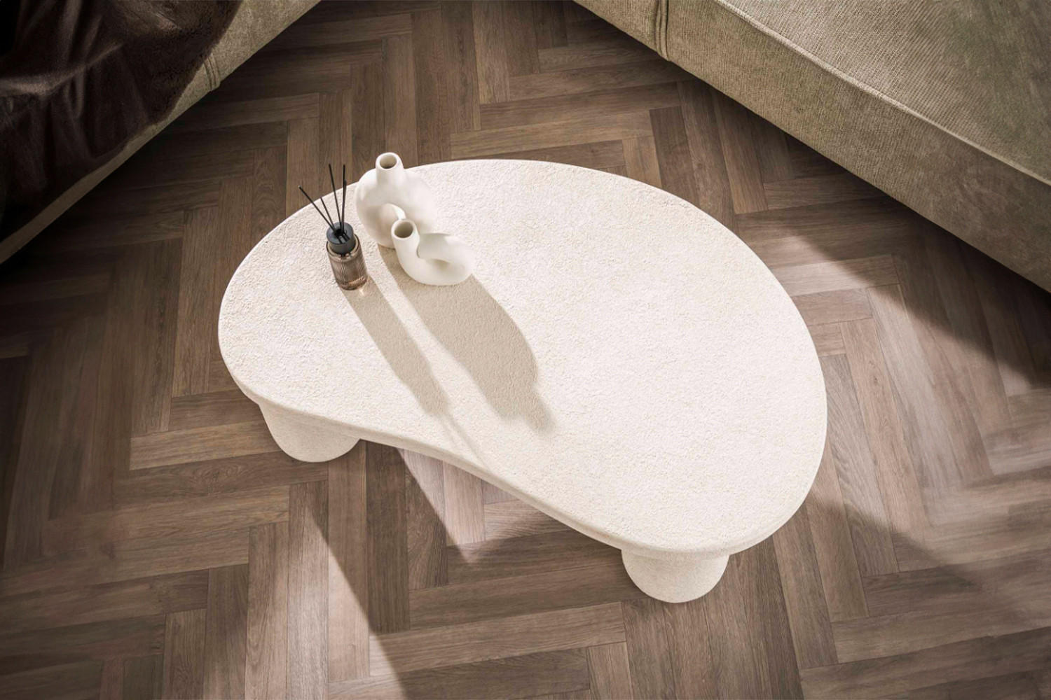 Thumbnail - Kawola Couchtisch, Weiß, Stein, Organisch, 70x38x110 cm, Wohnzimmer, Wohnzimmertische, Couchtische