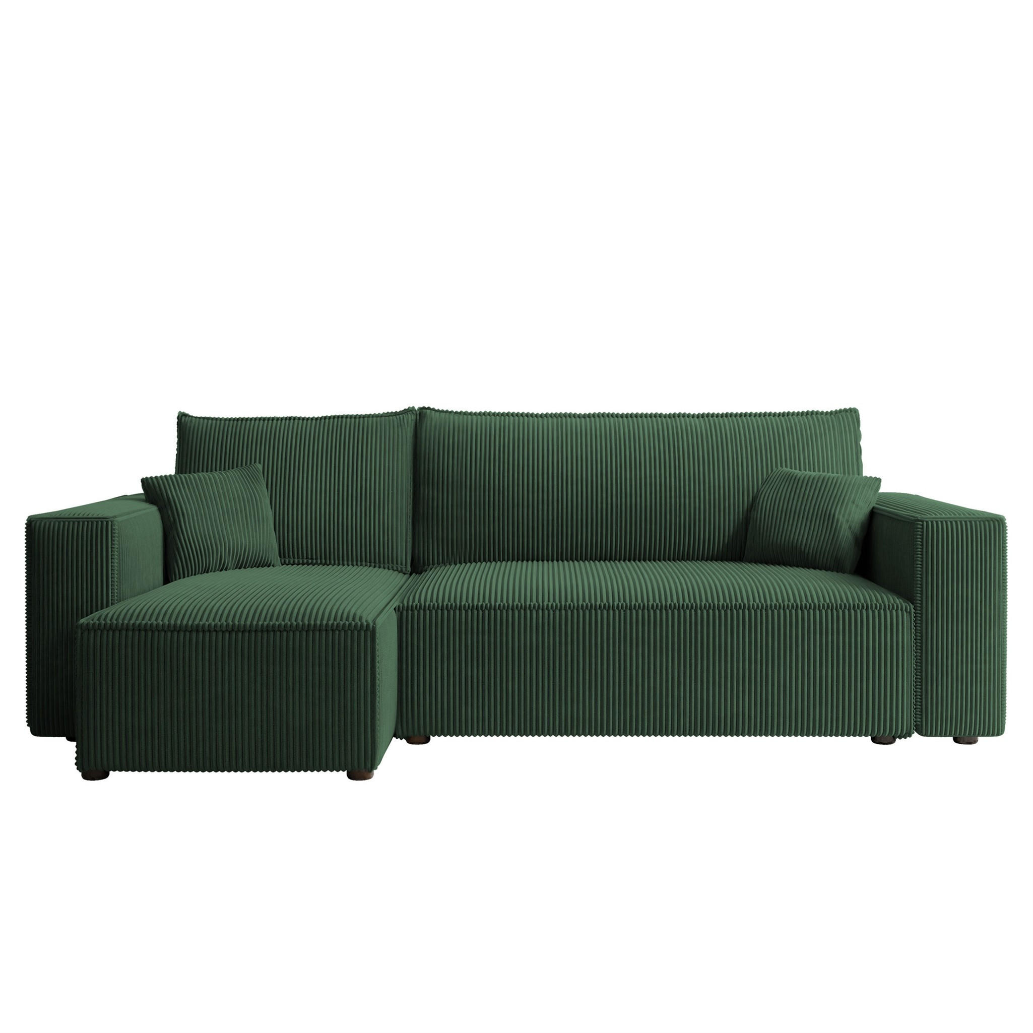 ECKSOFA Adara Mit Schlaffunktion - Grün, Holzwerkstoff/Textil (244/145cm) - Fun Möbel