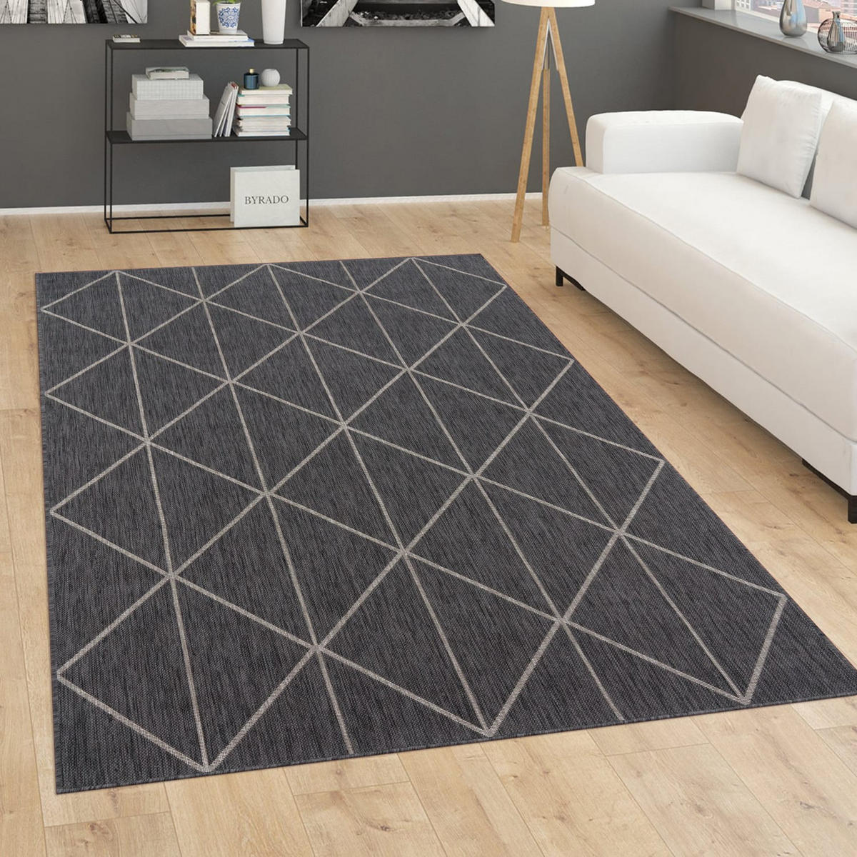 OUTDOORTEPPICH 60/100 cm Modena 221 - Anthrazit, Kunststoff (60/100cm) - Paco Home