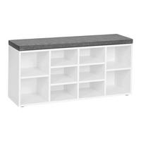 WEISSE Schuhbank mit Sitzkissen - L104 cm - Weiß, Holzwerkstoff (30/48/104cm) - Calicosy