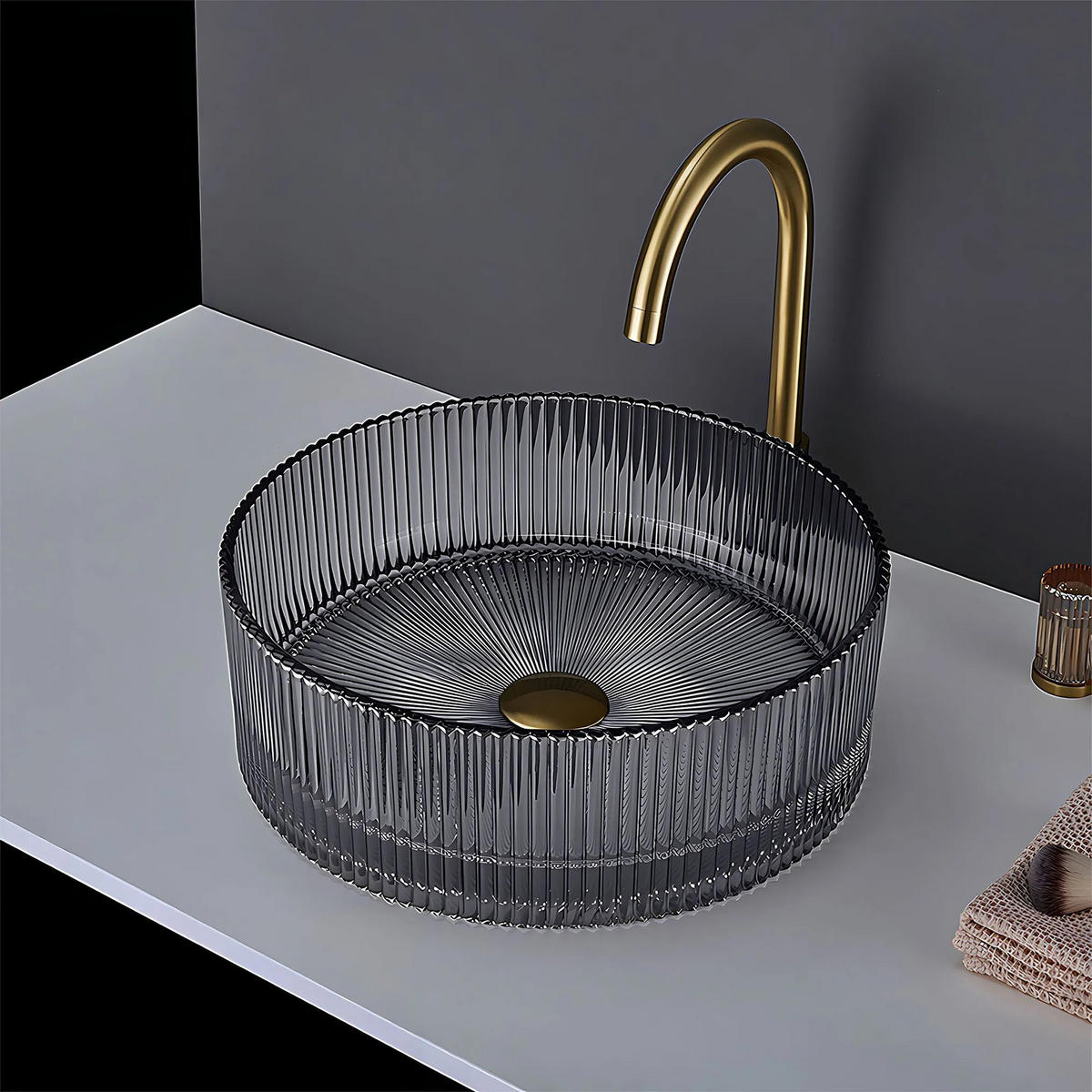 AUFSATZWASCHBECKEN Rea Ingrid 36 Grey - Grau, Glas (36/11.5/36cm) - REA