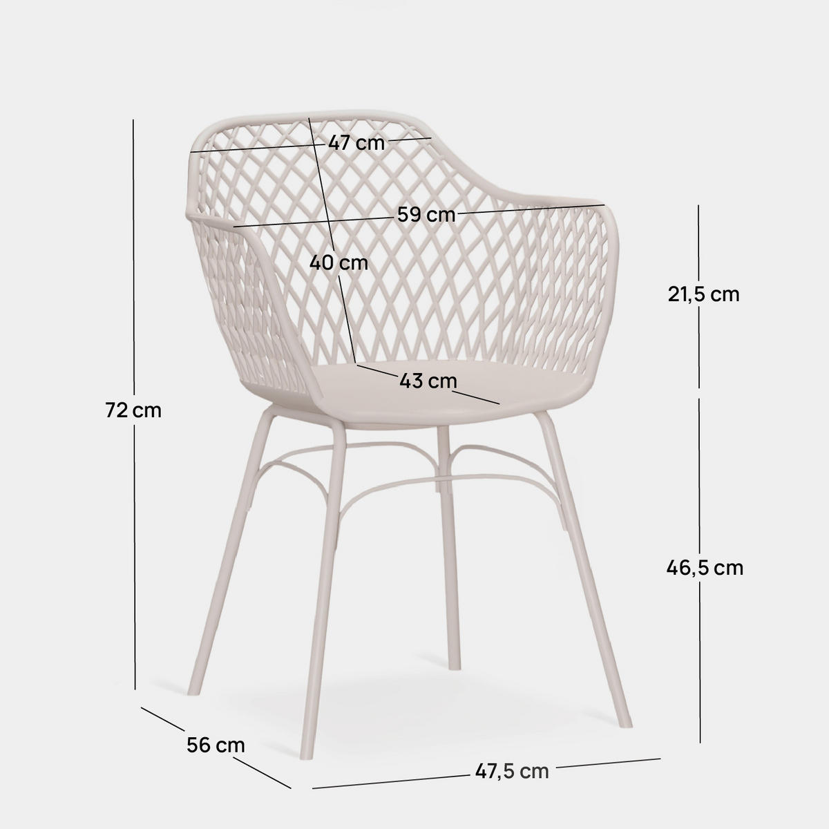 GARTENSTUHL Stal Beige 59 cm x 72 cm 2er-Set - Beige, Kunststoff (59/72/56cm) - Klast Home