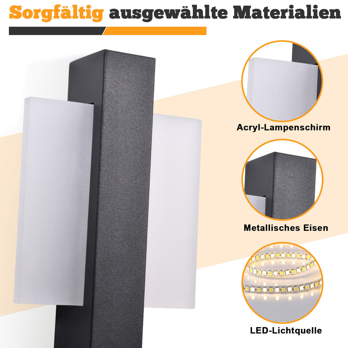 LED-WANDLEUCHTE Glistening 27.5/12/4.5 cm - Schwarz, Metall (12/4.5/27.5cm) - ZMH