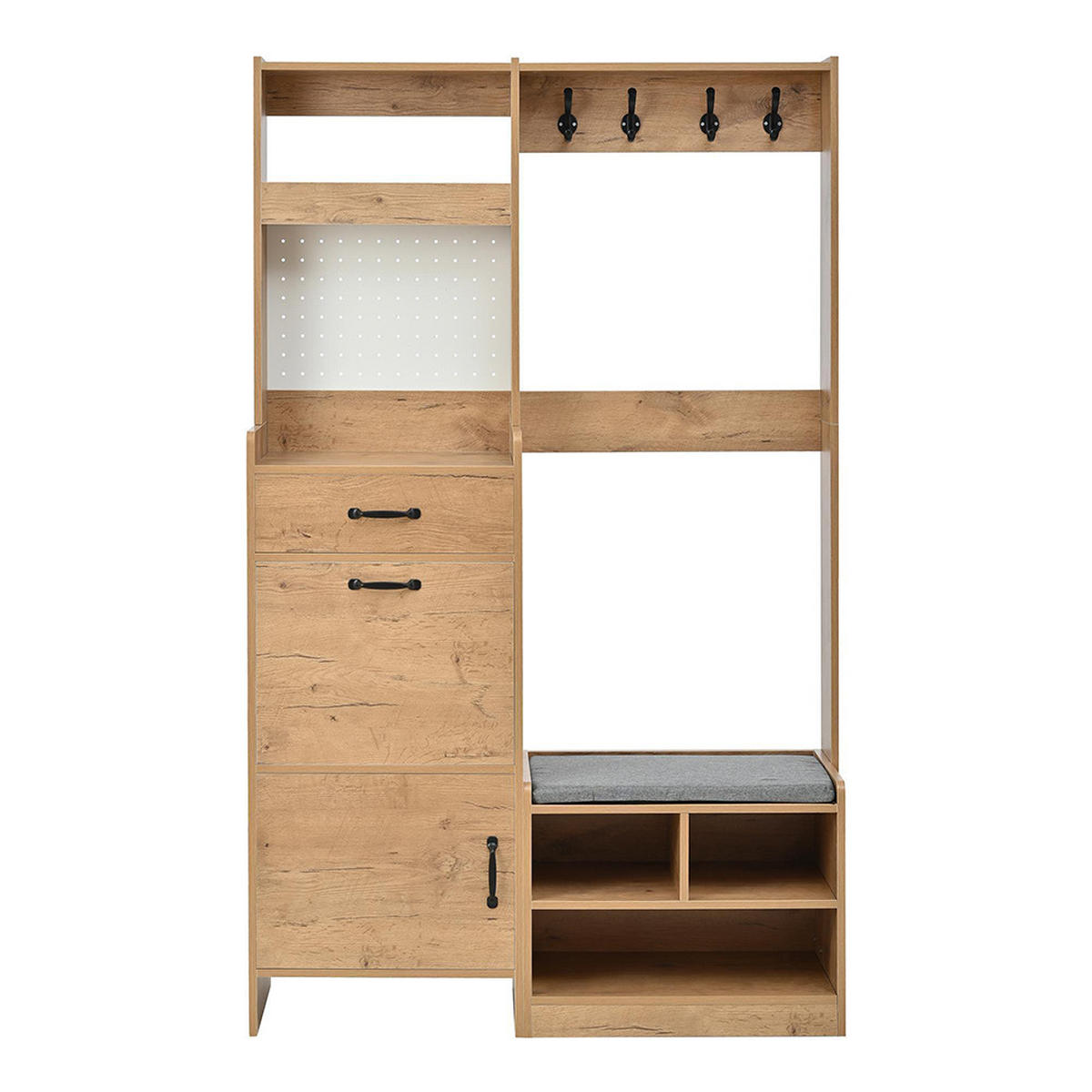 GARDEROBA SET D108.5 x Š35 x V180 cm, Prirodne boje - prirodne boje, drvni materijal/drvo (35/180/108.5cm) - KOMHTOM